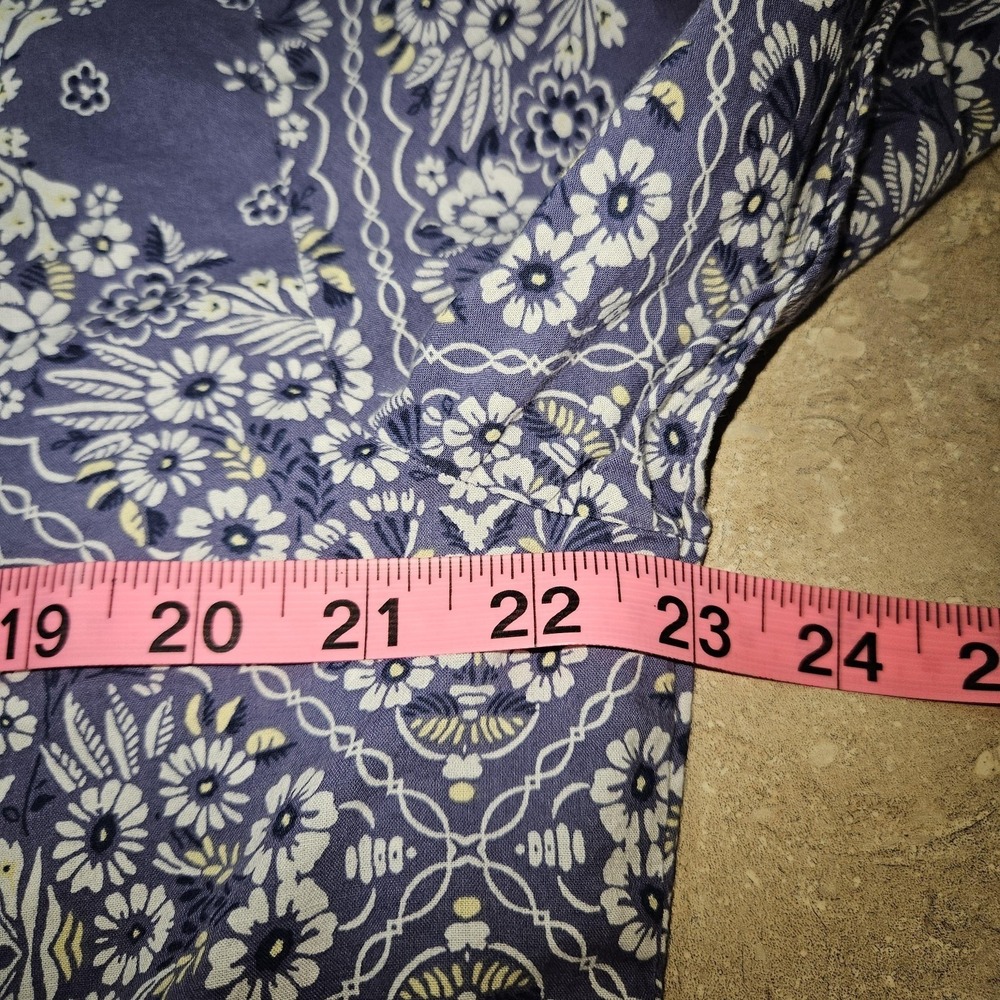 Victoria's Secret‎ Shirt Womens Large Blue Floral Bandana Button Down Nightshirt - Picture 7 of 10
